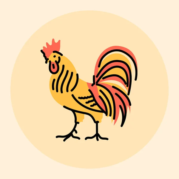 Cock Black Line Icon Farm Animals — Stock Vector