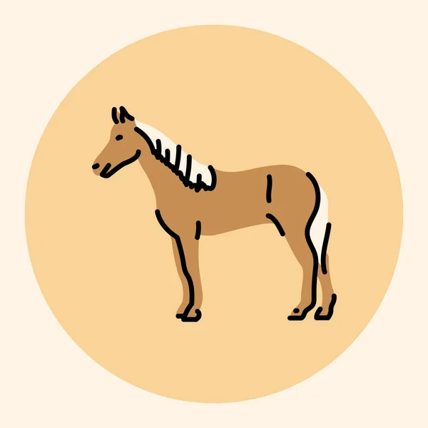Pferd Schwarze Linie Symbol Nutztiere — Stockvektor