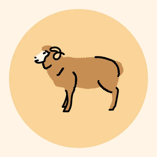 Ram Black Line Icon Farm Animals — Stock Vector