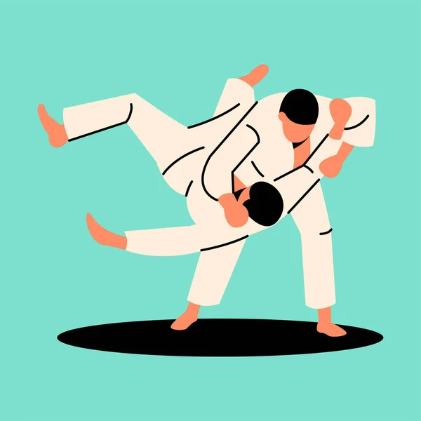 Giocatori Judo Concetto Colore — Vettoriale Stock