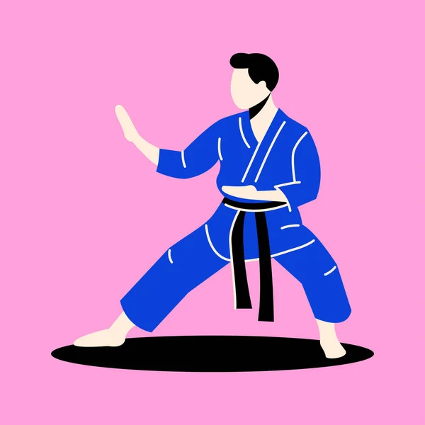 Karate Speler Kleur Concept — Stockvector
