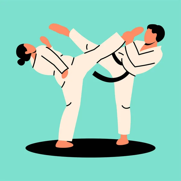 Taekwondo Giocatori Concetto Colore — Vettoriale Stock
