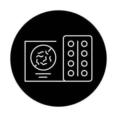 Hayvanların siyah çizgi simgesi için solucanları temizleme tabletleri. 