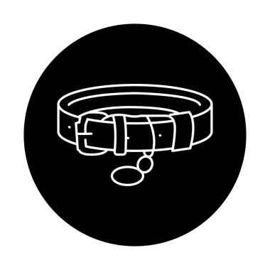 Evcil hayvan tasması siyah çizgi simgesi. 