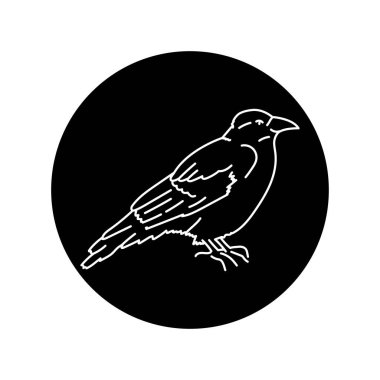 Kuzgun kuşu siyah çizgi simgesi. 