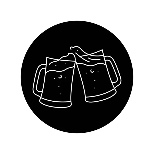 Pivo Jásot Černá Čára Ikona — Stockový vektor