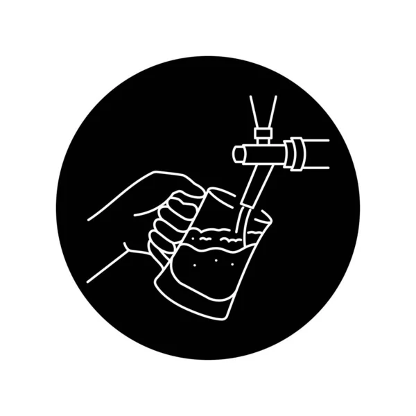 Robinet Bière Icône Ligne Noire — Image vectorielle