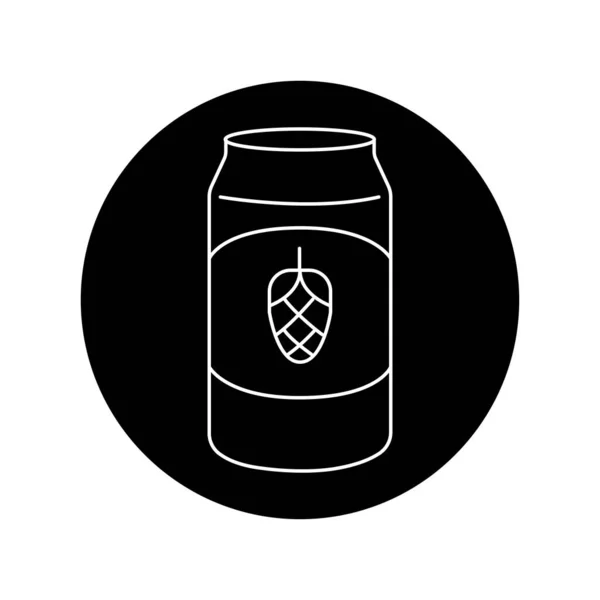 Bière Dans Une Boîte Conserve Icône Ligne Noire — Image vectorielle