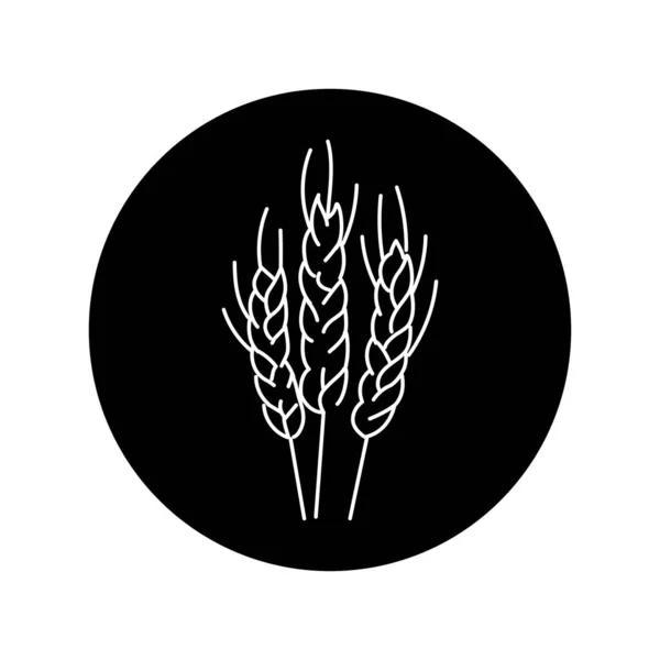 Buğday Kulakları Siyah Çizgi Simgesi — Stok Vektör