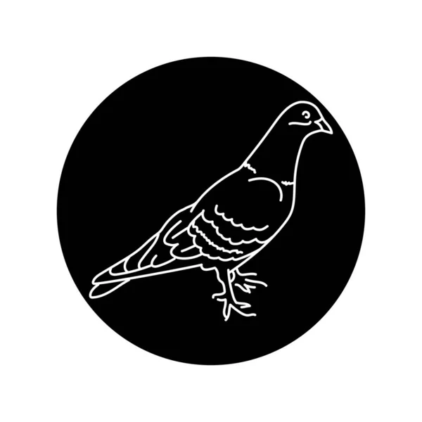 Paloma Pájaro Línea Negra Icono — Archivo Imágenes Vectoriales