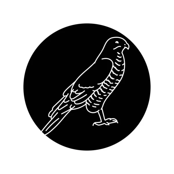 Hawk Oiseau Ligne Noire Icône — Image vectorielle