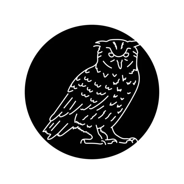 Eulenvogel Schwarze Linie Symbol — Stockvektor
