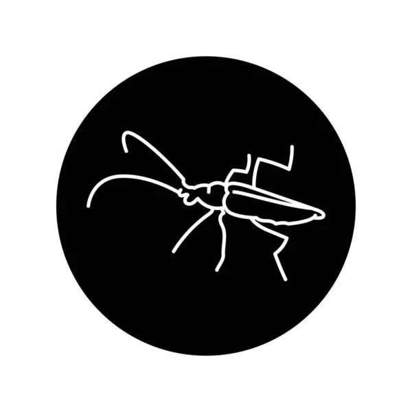 Barbel Beetle Black Line Icon — Stock Vector