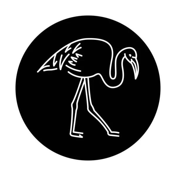 Flamingo Oiseau Ligne Noire Icône — Image vectorielle