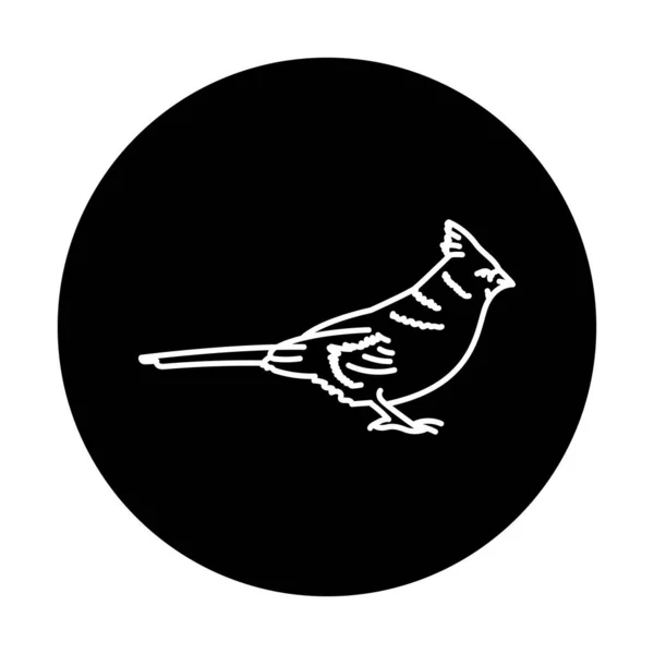 Roter Kardinalvogel Schwarze Linie Symbol — Stockvektor