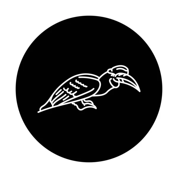 ラインコロスホーンビル鳥の黒いラインアイコン — ストックベクタ
