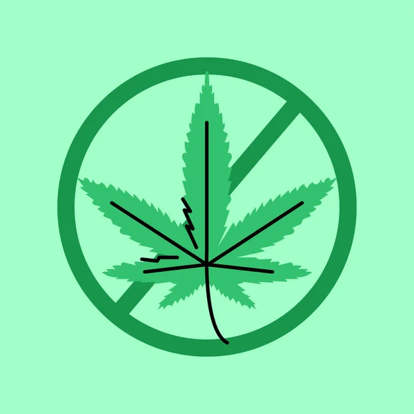 Ban Blad Marijuana Svart Linje Ikon Narkotikamissbruk — Stock vektor
