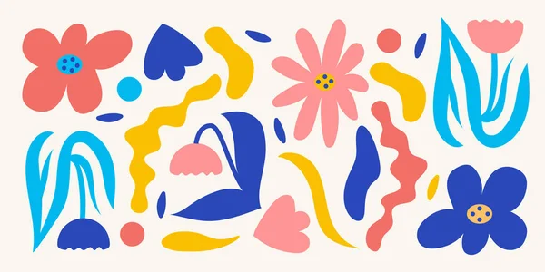 手描きの花と形をしています 抽象アートの背景 — ストックベクタ