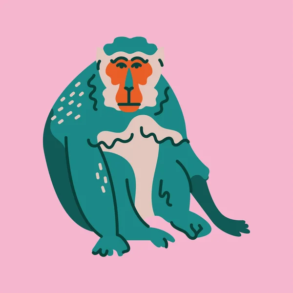 Concetto Colore Macaco Disegnato Mano Personaggio Dei Bambini — Vettoriale Stock