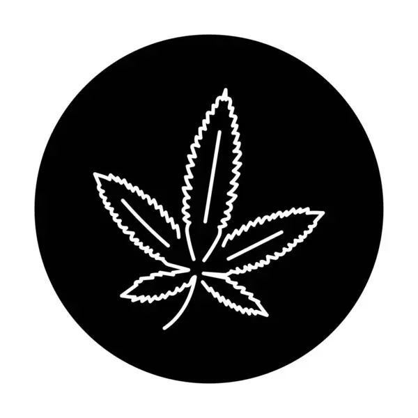 Lehti Marihuana Musta Viiva Kuvaketta Huumausaine — vektorikuva