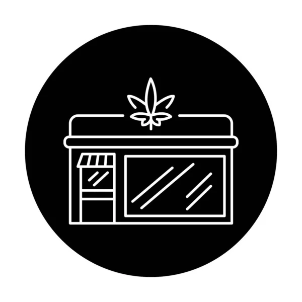 Marijuana Shop Black Line Icon Cbd Cannabis Products — Stock Vector