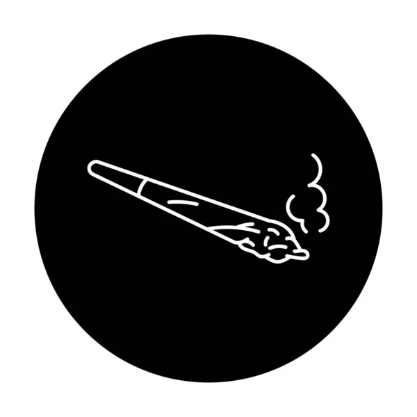 卷烟前黑线图标 大麻产品标识 麻醉药品和精神药物 — 图库矢量图片