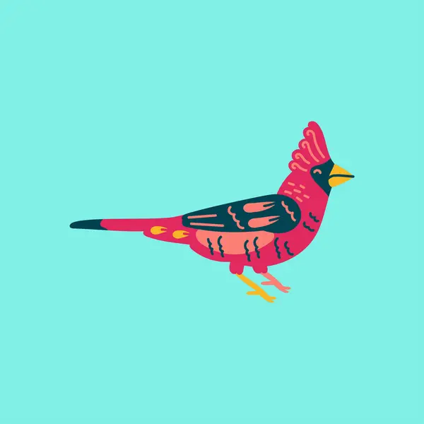 Rode Kardinaal Vogel Kleur Element Abstract Exotisch Dier — Stockvector