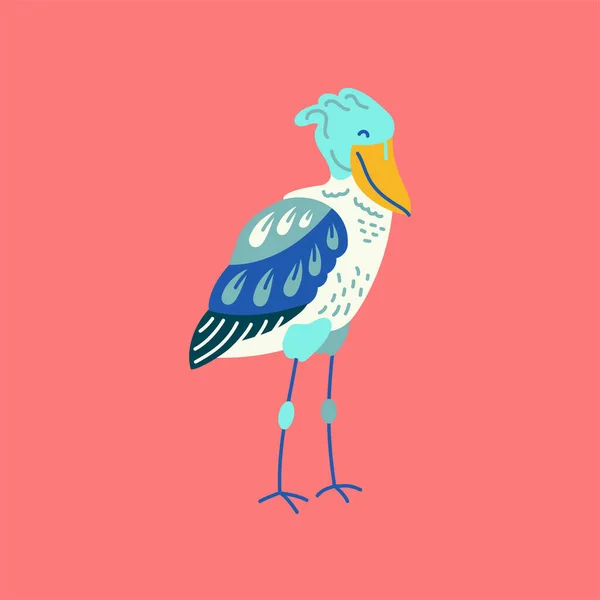 Balina Başlı Kuş Rengi Konsepti Egzotik Kuşlar — Stok Vektör
