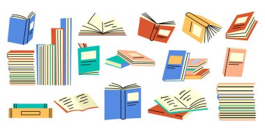 Kitaplar ve okuma rengi konsepti. Akademik çalışmalar için ders kitapları. 
