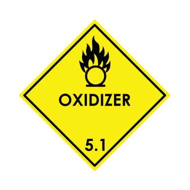 Oksitleyici renk elementi. Tehlikeli madde vektör simgesi. 