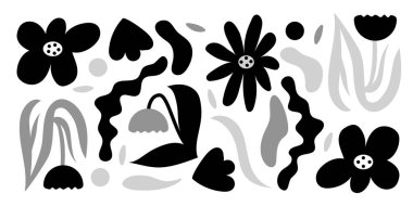 El çizimi çiçekler ve şekiller. Soyut sanat arkaplanı. 