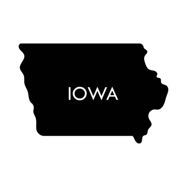 Iowa Beyaz Arka Planda Izole Edilmiş Bir Abd Devleti Siyah — Stok Vektör