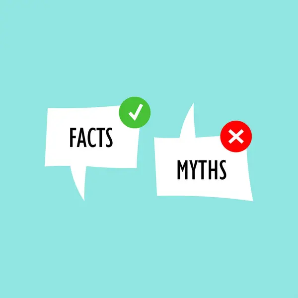 Grünes Häkchen Und Rotes Kreuz Fakten Mythen Vektorsymbol — Stockvektor