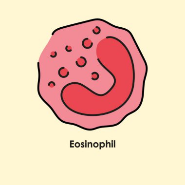 Eosinophil renk simgesi. Kan damarlarında beyaz kan hücreleri var..