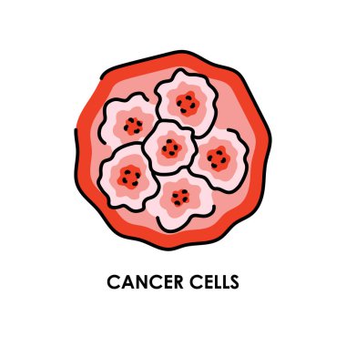 Kanser hücresi renk çizgisi simgesi. Mikroorganizmalar, bakteriler.. 