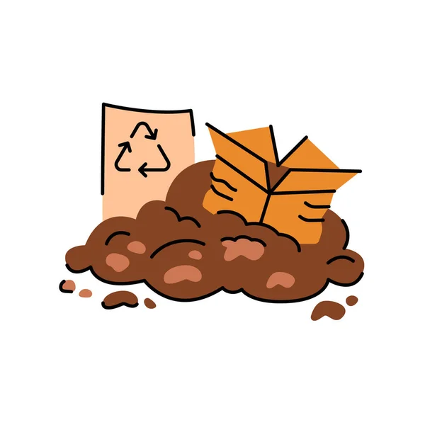 Ikona Barevného Řádku Kompostu Kompostování Vektorový Izolovaný Prvek — Stockový vektor