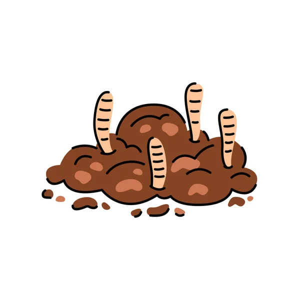 Worms Compost Icône Ligne Couleur Compostage Élément Isolé Vectoriel — Image vectorielle