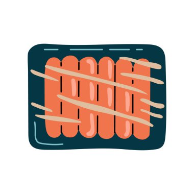 El yapımı sosis rengi elementi. İşlenmemiş yemek çizgi filmi. 