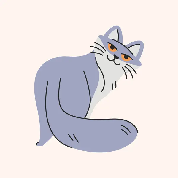 Adorable Cat Color Element Cartoon Cute Animal — Stock Vector