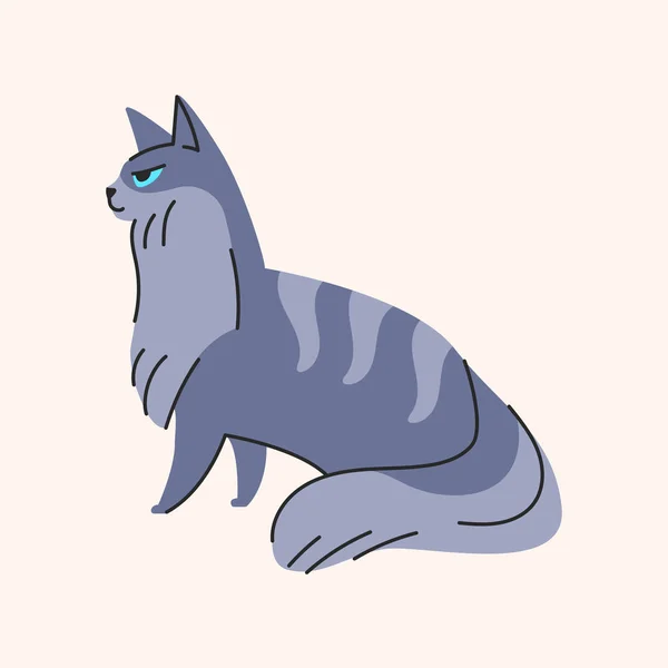 Kočka Stojící Barevný Prvek Kreslené Roztomilé Zvíře — Stockový vektor
