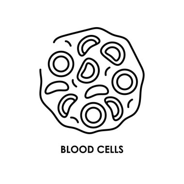 Kan hücrelerinin renk çizgisi simgesi. Mikroorganizmalar, bakteriler.. 