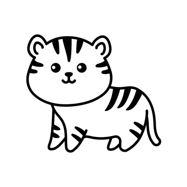 Élément Couleur Tigre Animaux Dessinés Main — Image vectorielle