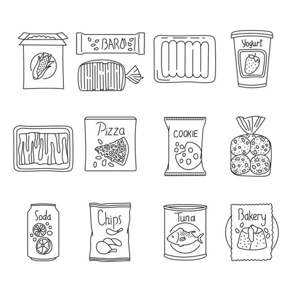 Нарисованные Вручную Необработанные Элементы Цвета Пищевых Продуктов — стоковый вектор