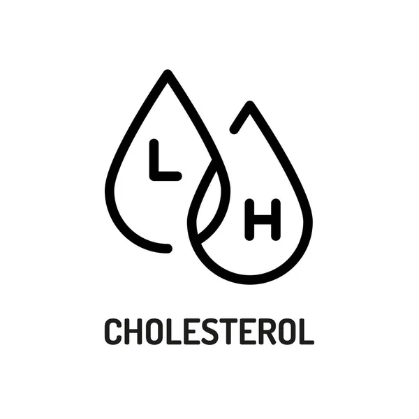 Kolesterol Linje Svart Ikon Näringsfakta — Stock vektor