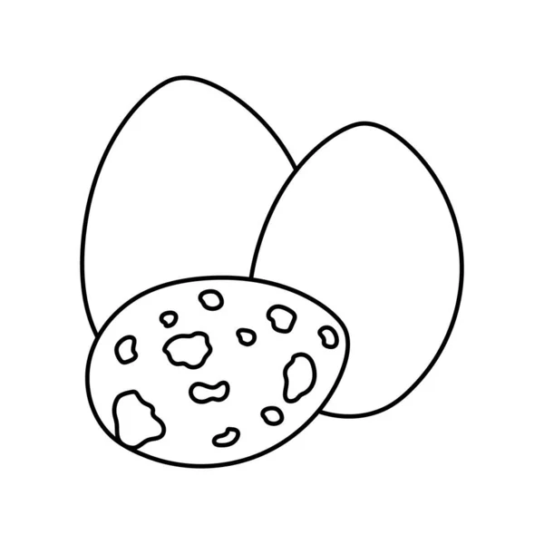 Handgezeichnete Eier Hühner Und Wachtelfarbenelement Karikatur Unverarbeiteter Lebensmittel — Stockvektor