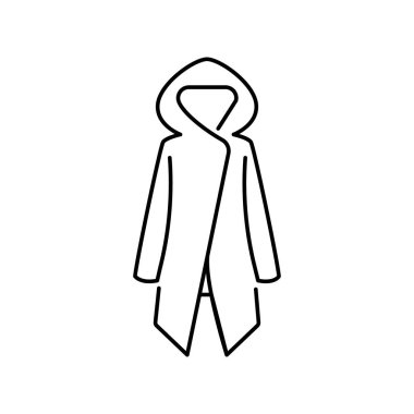 Sıcak manto, tek cinsiyetli düz element. Kış giysileri Vektör izole işareti.