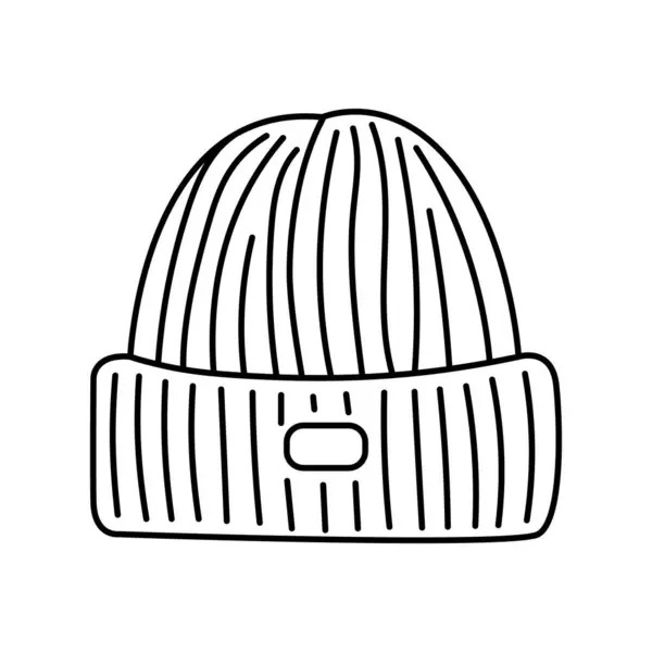Gestrickte Mütze Flaches Element Winterkleidung Vektorisoliertes Zeichen — Stockvektor