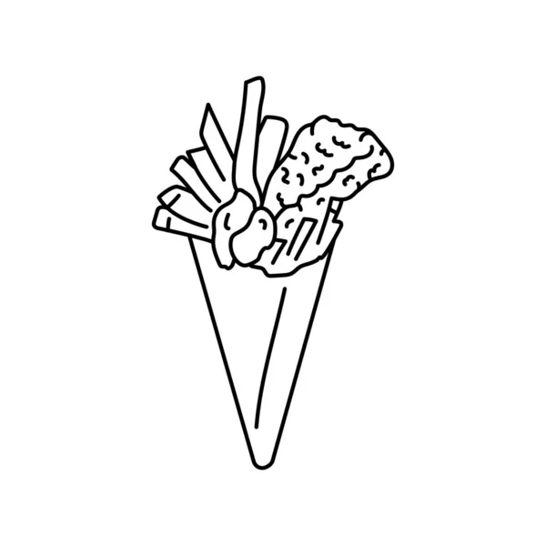 Fish Chips Color Element Cartoon Street Food — Stock Vector