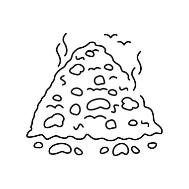 Kompost yığını renk çizgisi simgesi. Gübreleme. Vektör izole ögesi. 