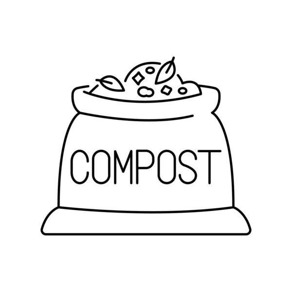 Bag Compost Color Line Icon Composting Vector Isolated Element — Stock Vector